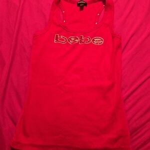 Bebe Red Tank with Sparkling Logo